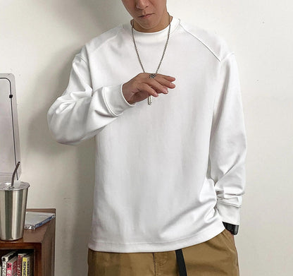ベーシック ソリッド カラー ロングスリーブ Tシャツ