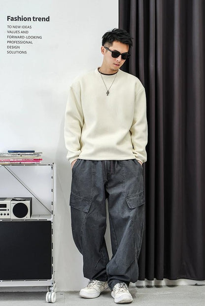 テクスチャードフリースセータートップ