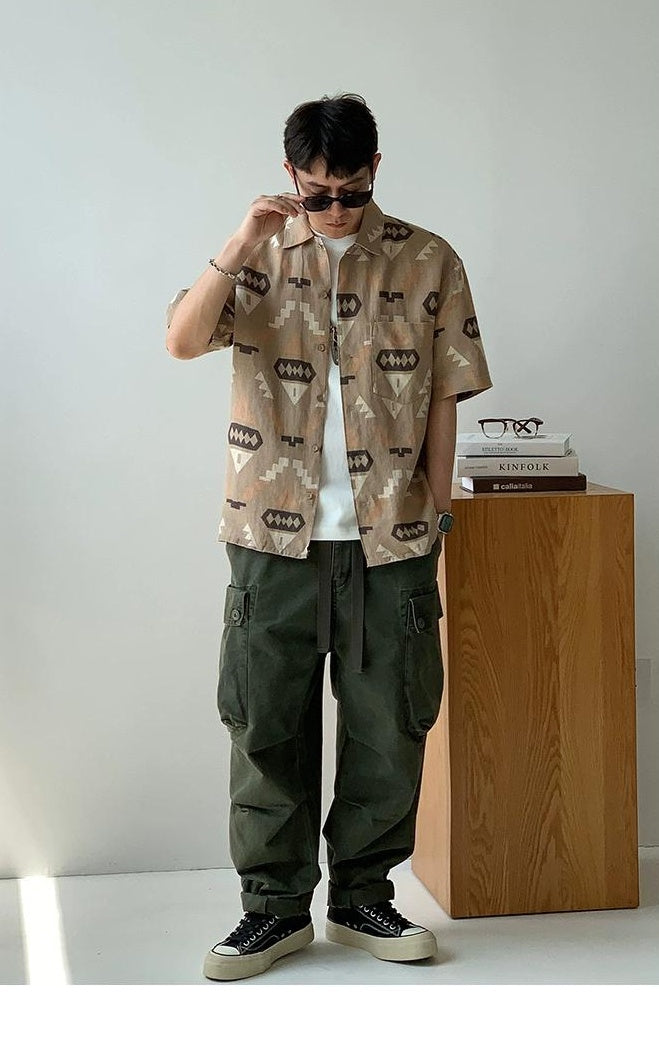 Retro Linen Short-Sleeve Shirt