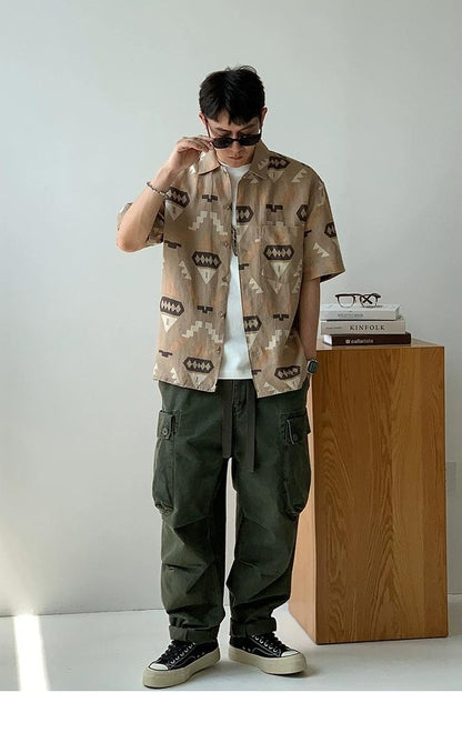 Retro Linen Short-Sleeve Shirt