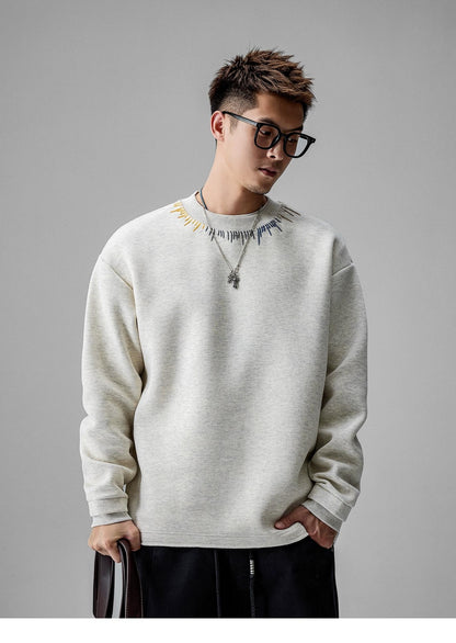 Cozy Embroidered Crew Neck Sweater