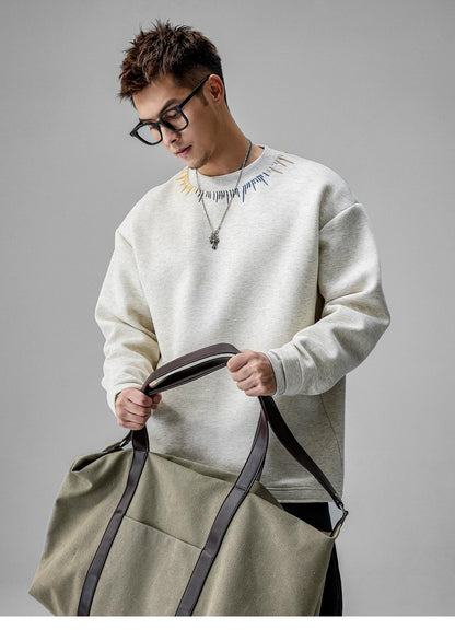 Cozy Embroidered Crew Neck Sweater