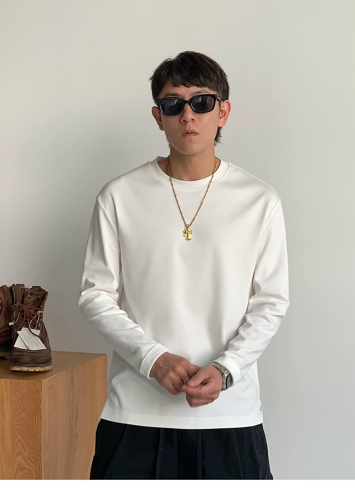 通気性綿ロングスリーブTシャツ
