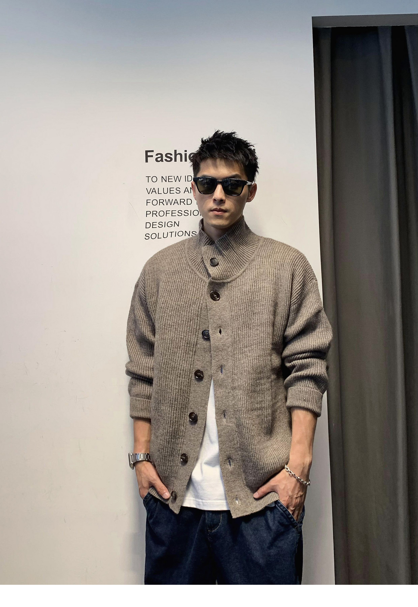 ビンテージカーディガン カラーニットジャケット