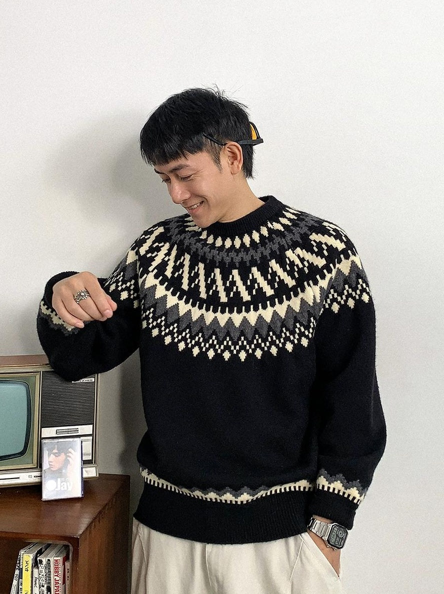 Retro Fair Isle Knit Sweater