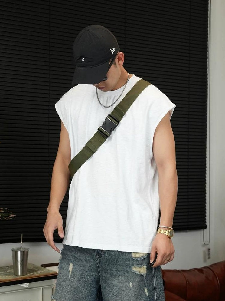 レトロ コットン ノースリーブ Tシャツ