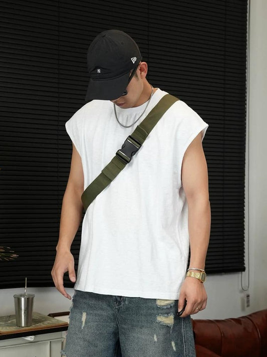 レトロ コットン ノースリーブ Tシャツ