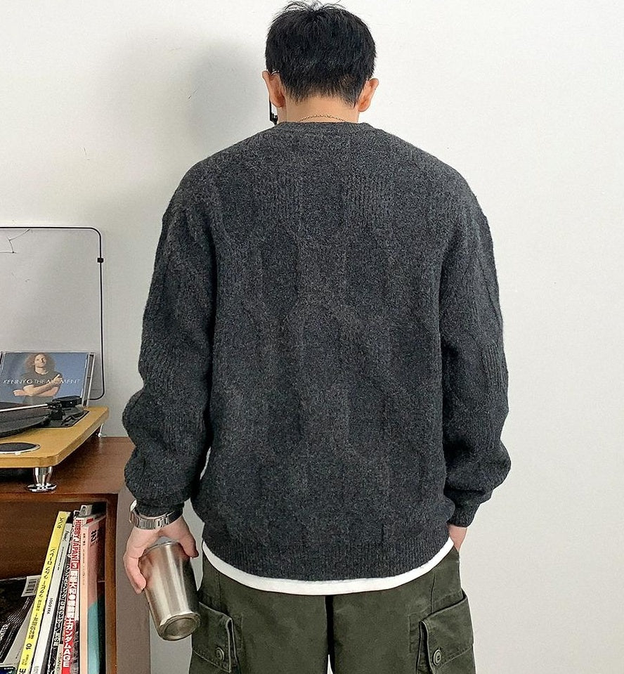 Wool-blend jacquard knit sweater