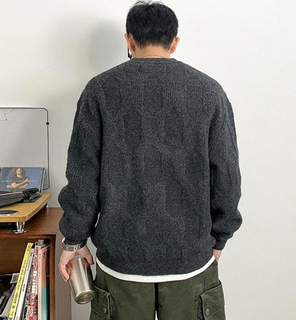 Wool-blend jacquard knit sweater
