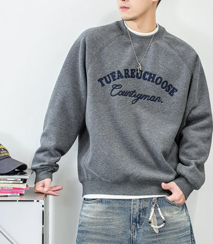 Casual fleece embroidered sweatshirt