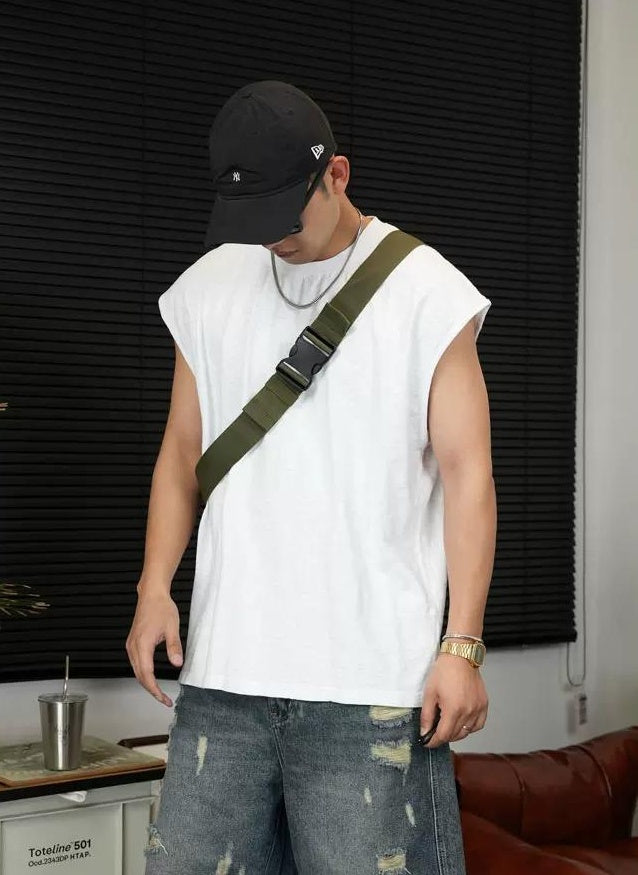 レトロ コットン ノースリーブ Tシャツ