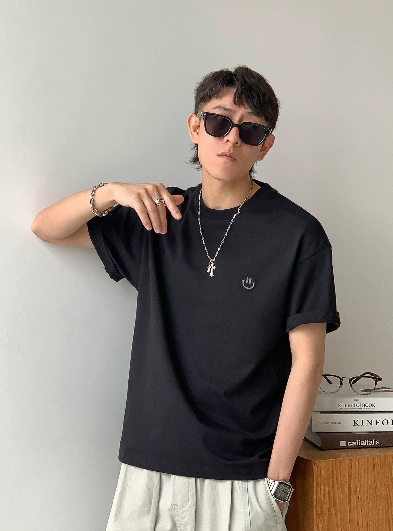 Smiley Face Embroidered Tee