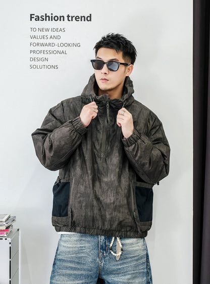 ファッションカモフラージュハーフジップジャケット