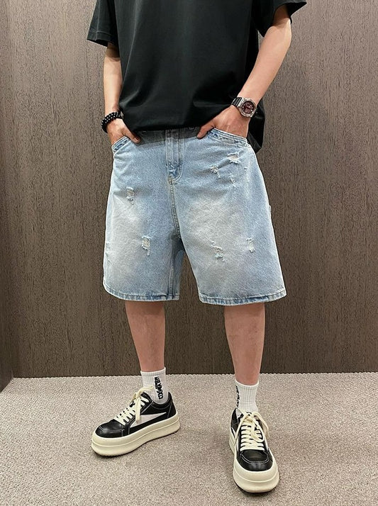 Casual Distressed Denim Shorts