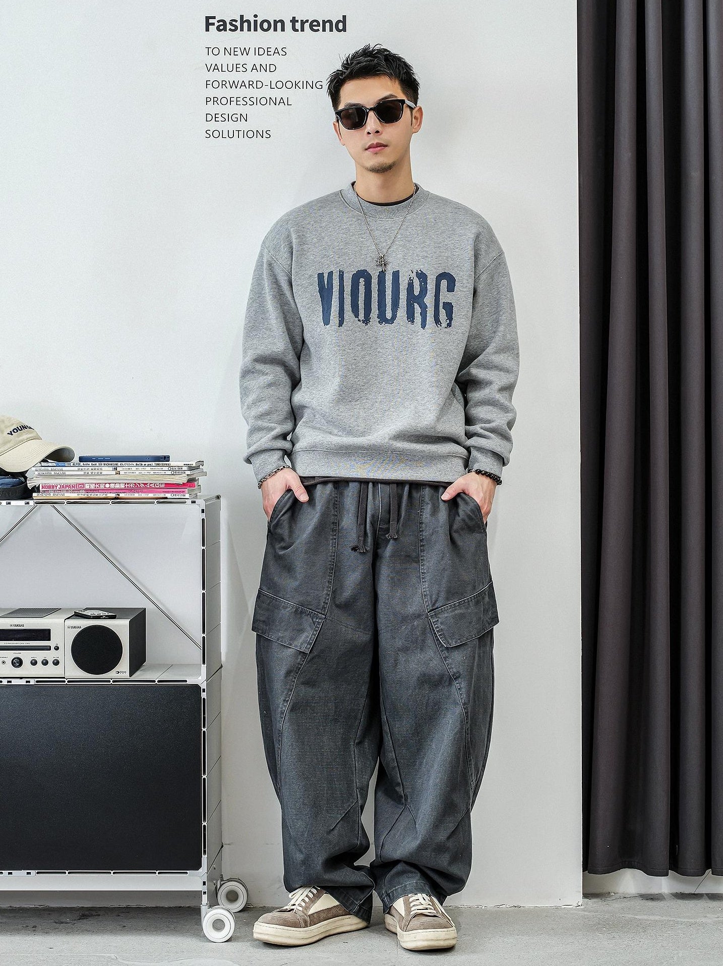 フリースレタードセーター　トップ