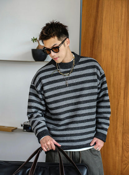 Retro Striped Knit Sweater