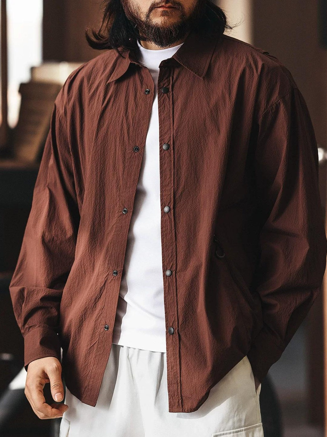 モアレシルクシャツジャケット