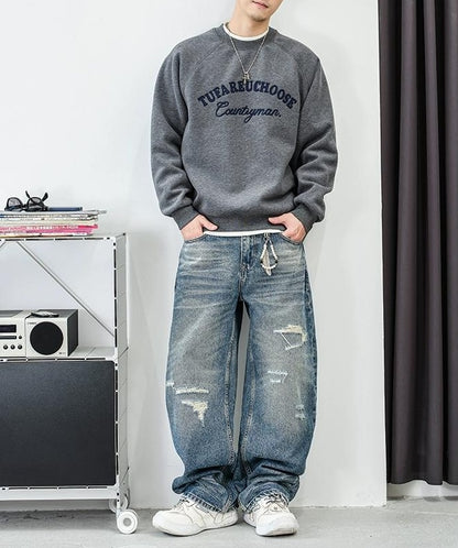 Casual fleece embroidered sweatshirt