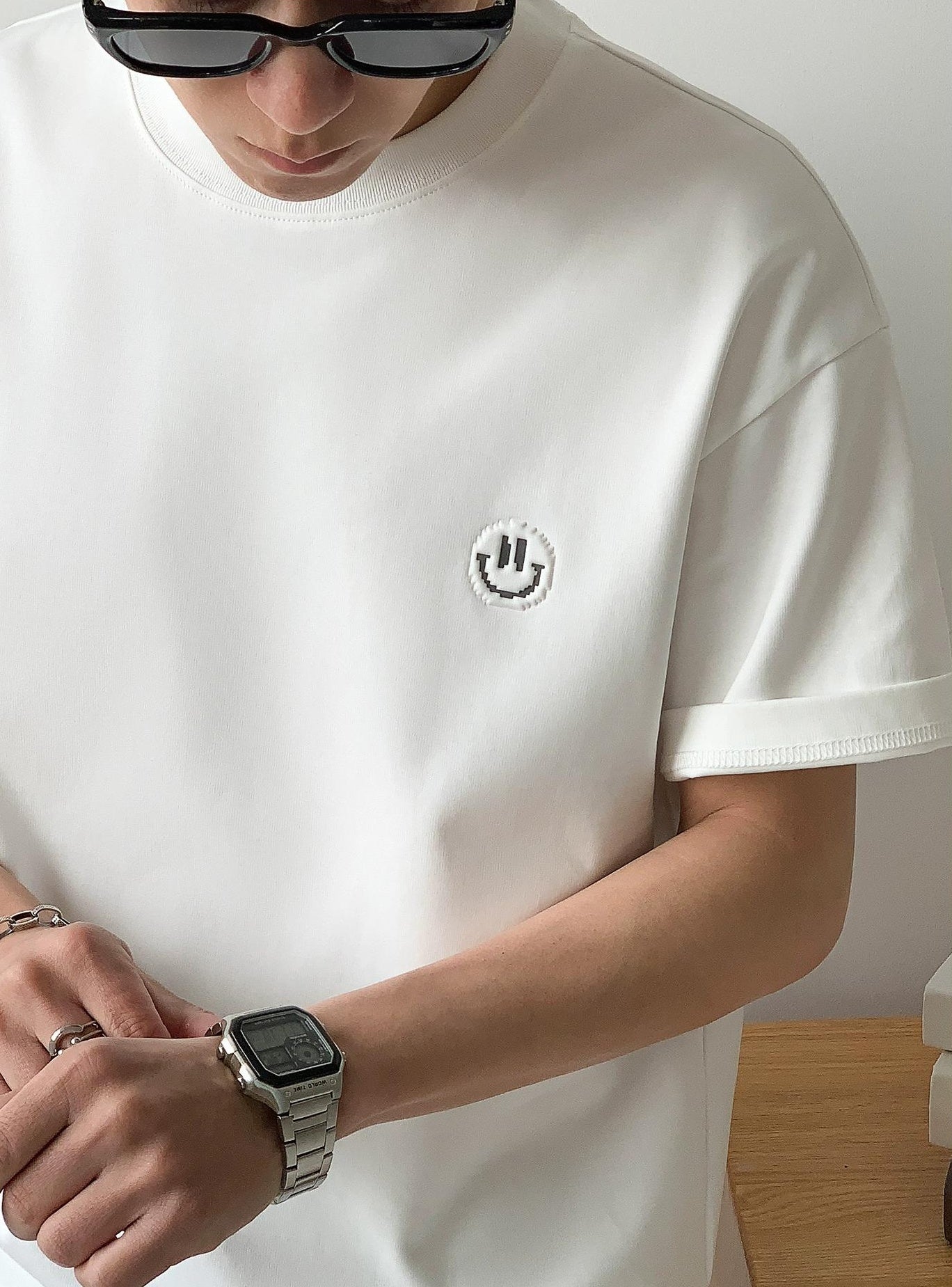 Smiley Face Embroidered Tee