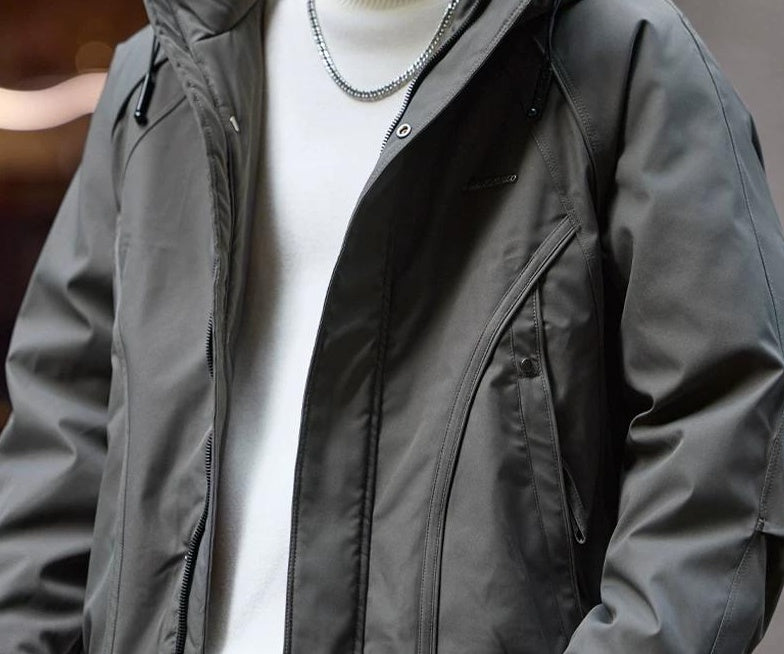 Retro Blue Hooded Down Jacket