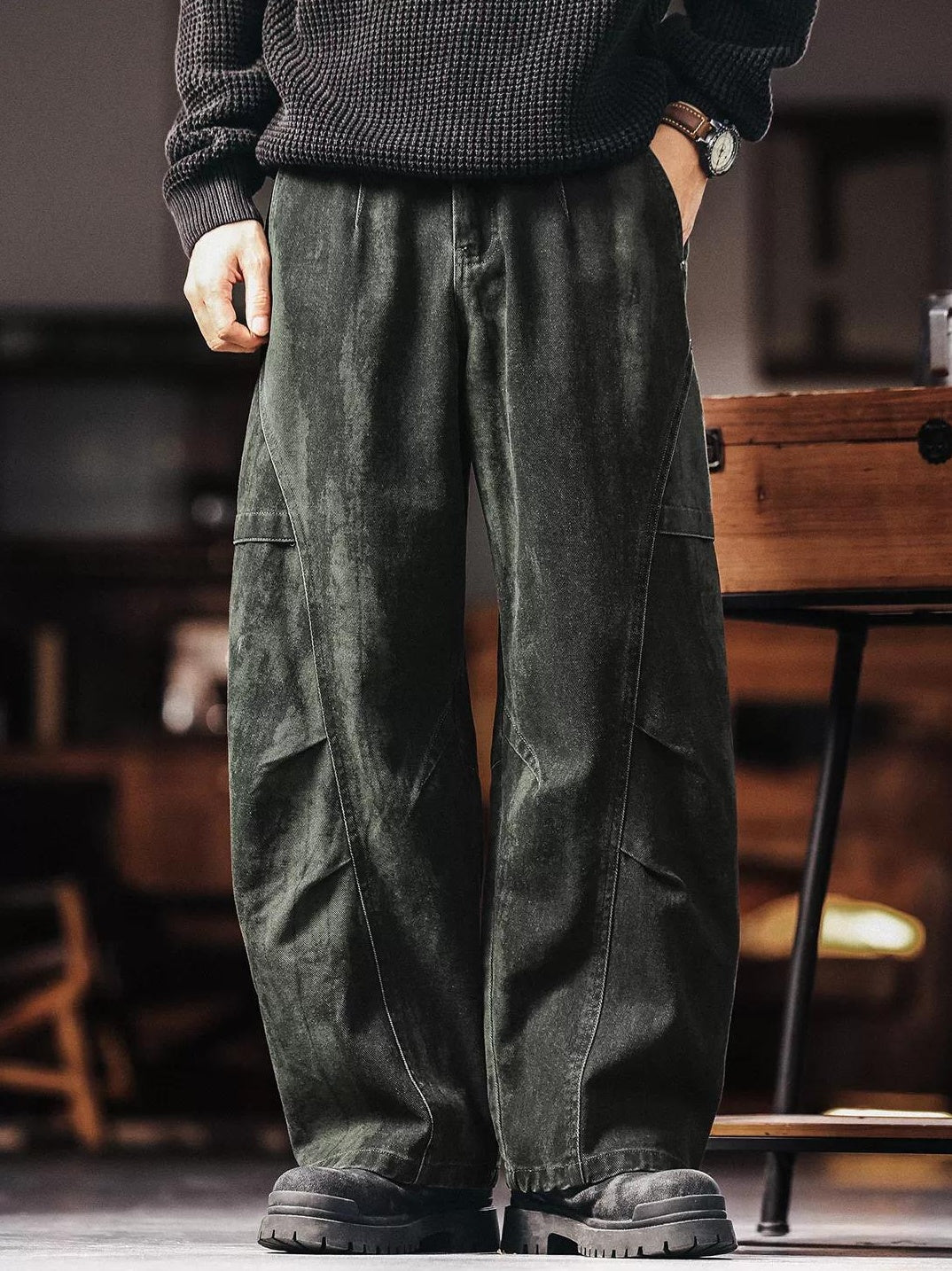 Retro Wide Leg Cargo Pants