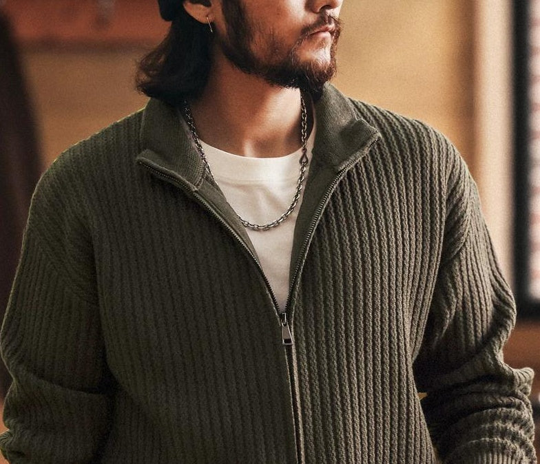 Retro Blue Knit Cardigan