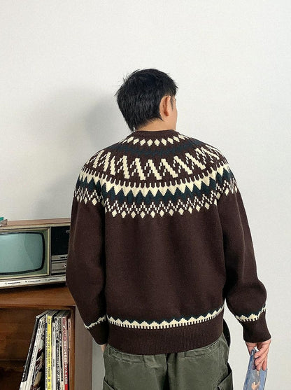 Retro Fair Isle Knit Sweater