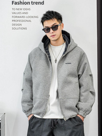 フード付きダウンジャケット　スプライシング