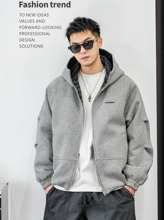 フード付きダウンジャケット　スプライシング