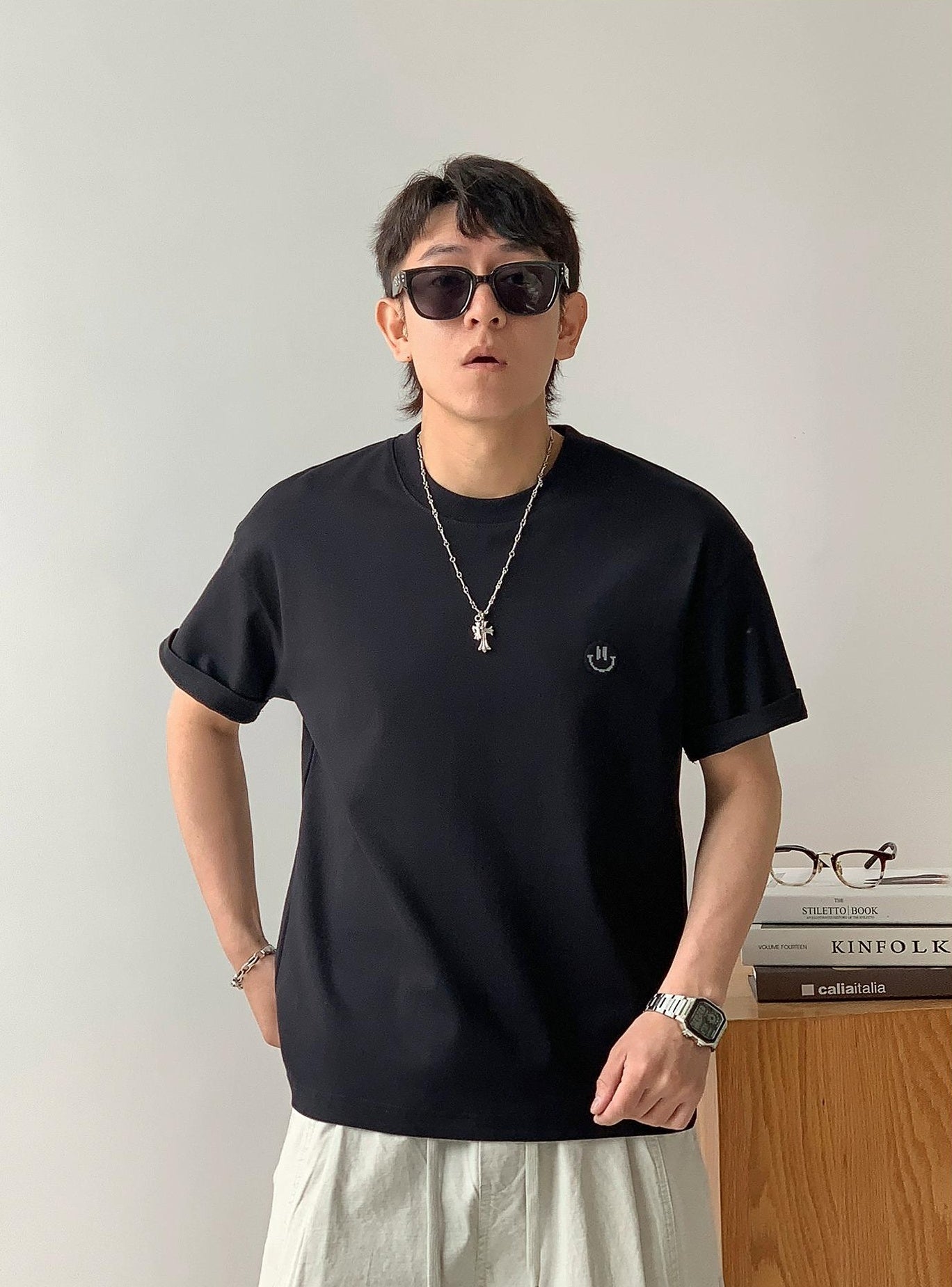 Smiley Face Embroidered Tee