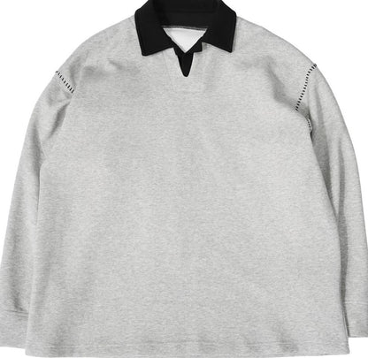 カラーブロック ラペル スウェットシャツ トップス