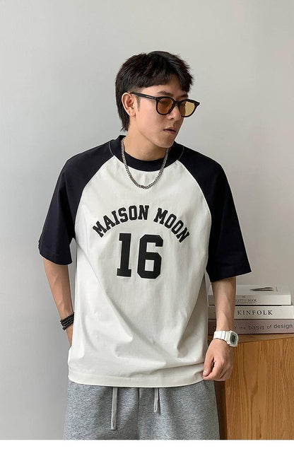Color Block Letter Print Tee