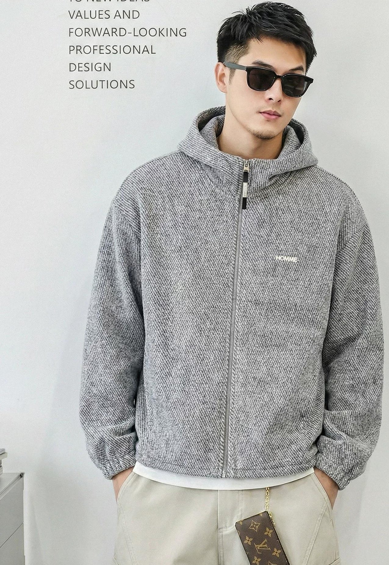 コージー フーデッド カーディガン ジャケット