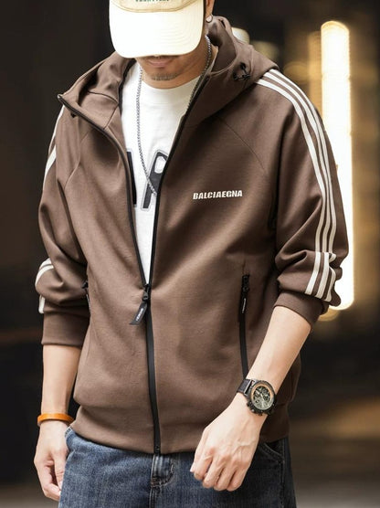 ビッグストライプフード付きカーディガン