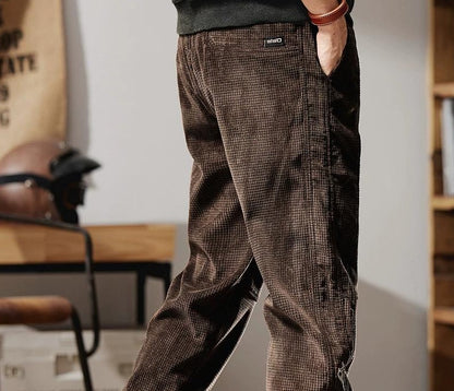 カジュアル ワッフル コーデュロイ パンツ