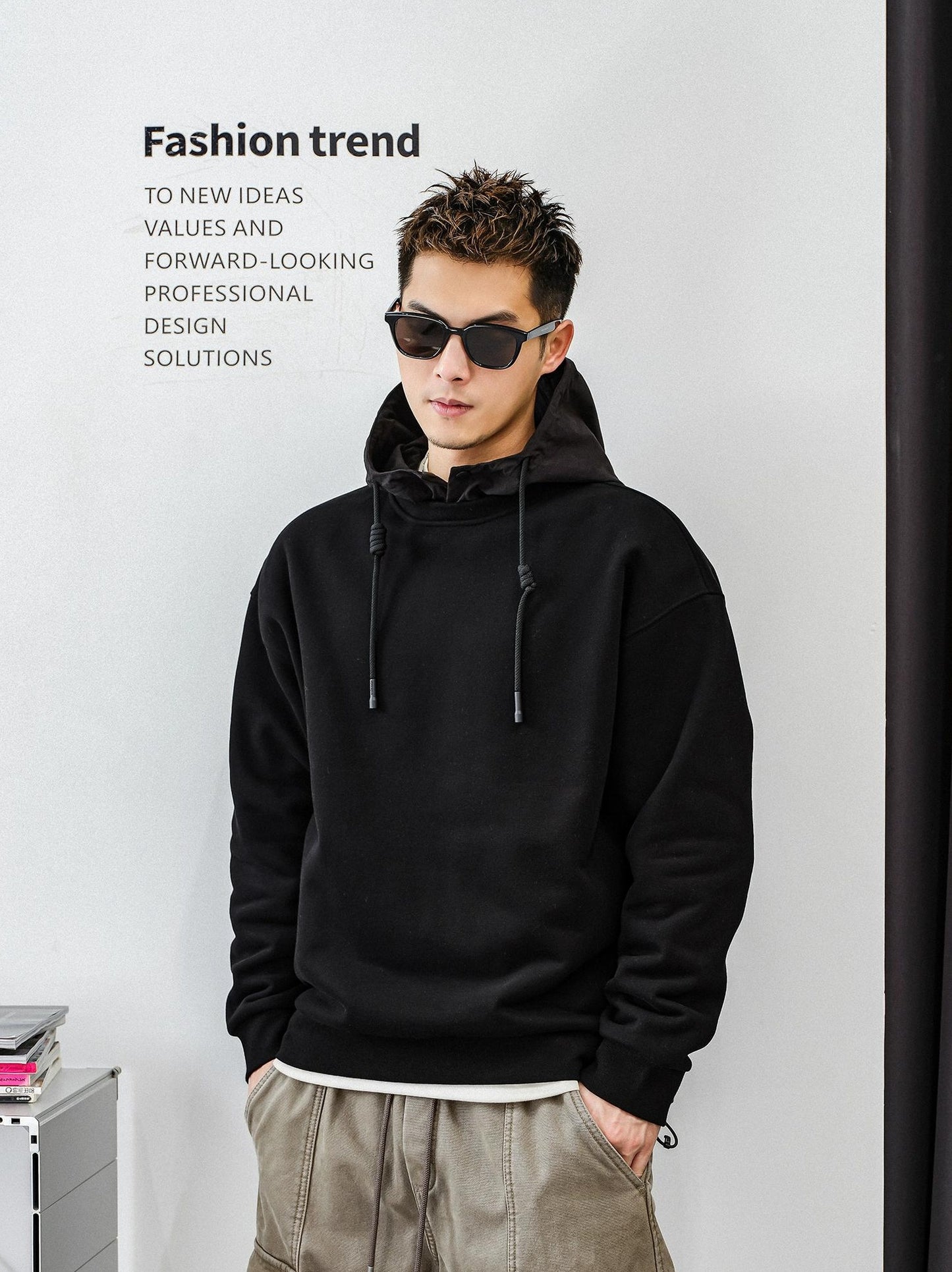 Fleece Liner Black Hoodie
