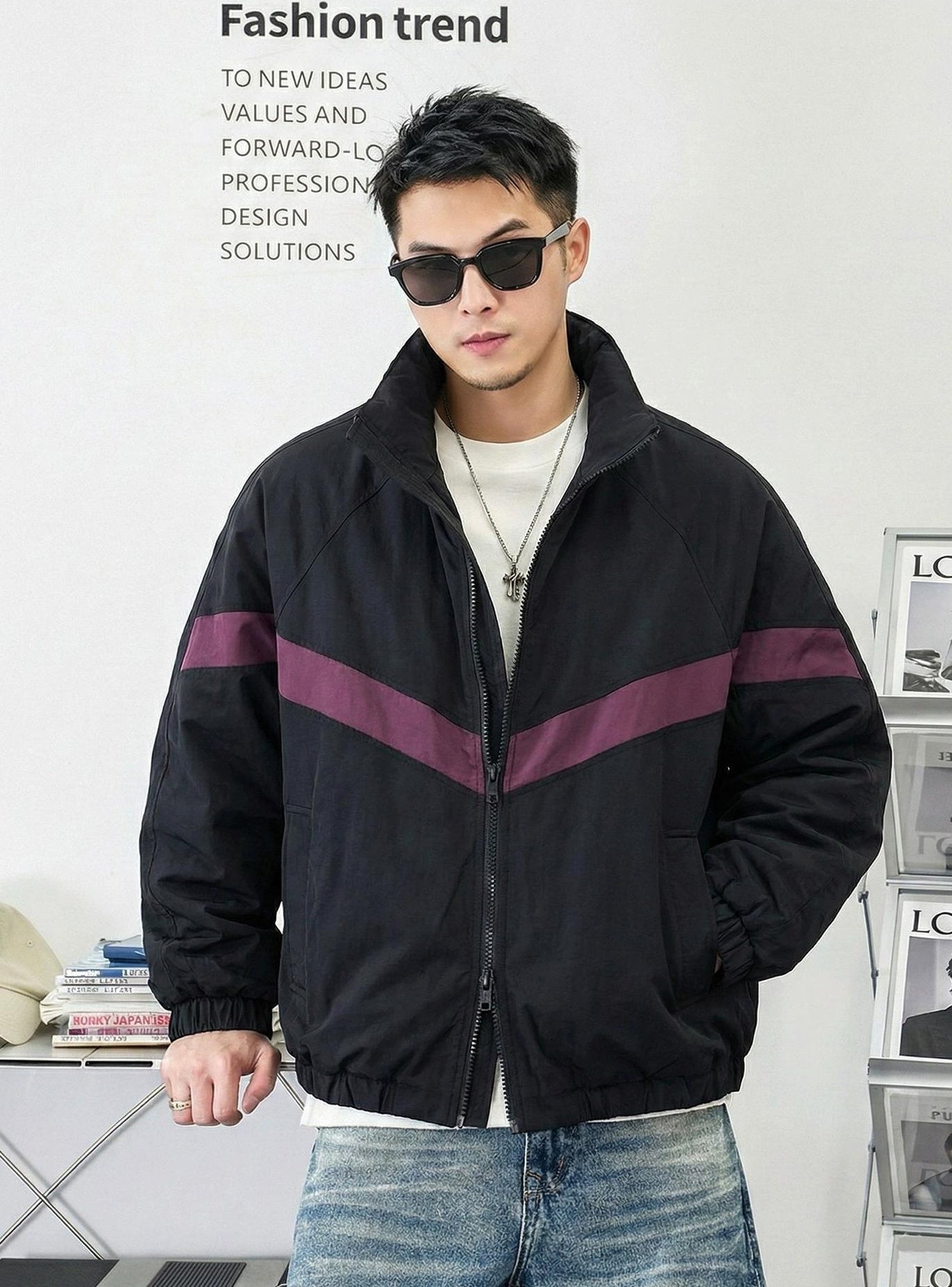 ダブルジップスタンドカラー ダウンジャケット