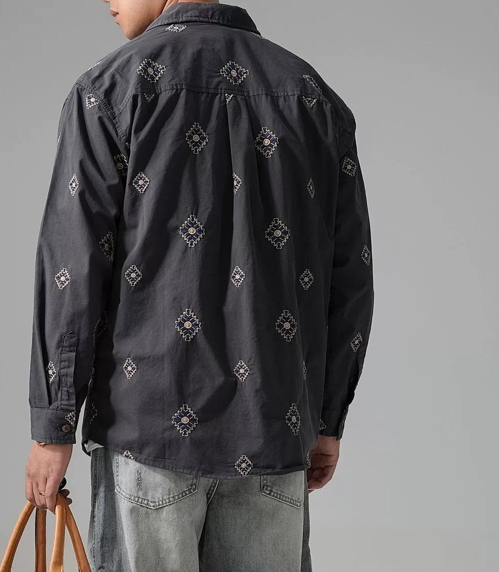 刺繍ロングスリーブシャツ