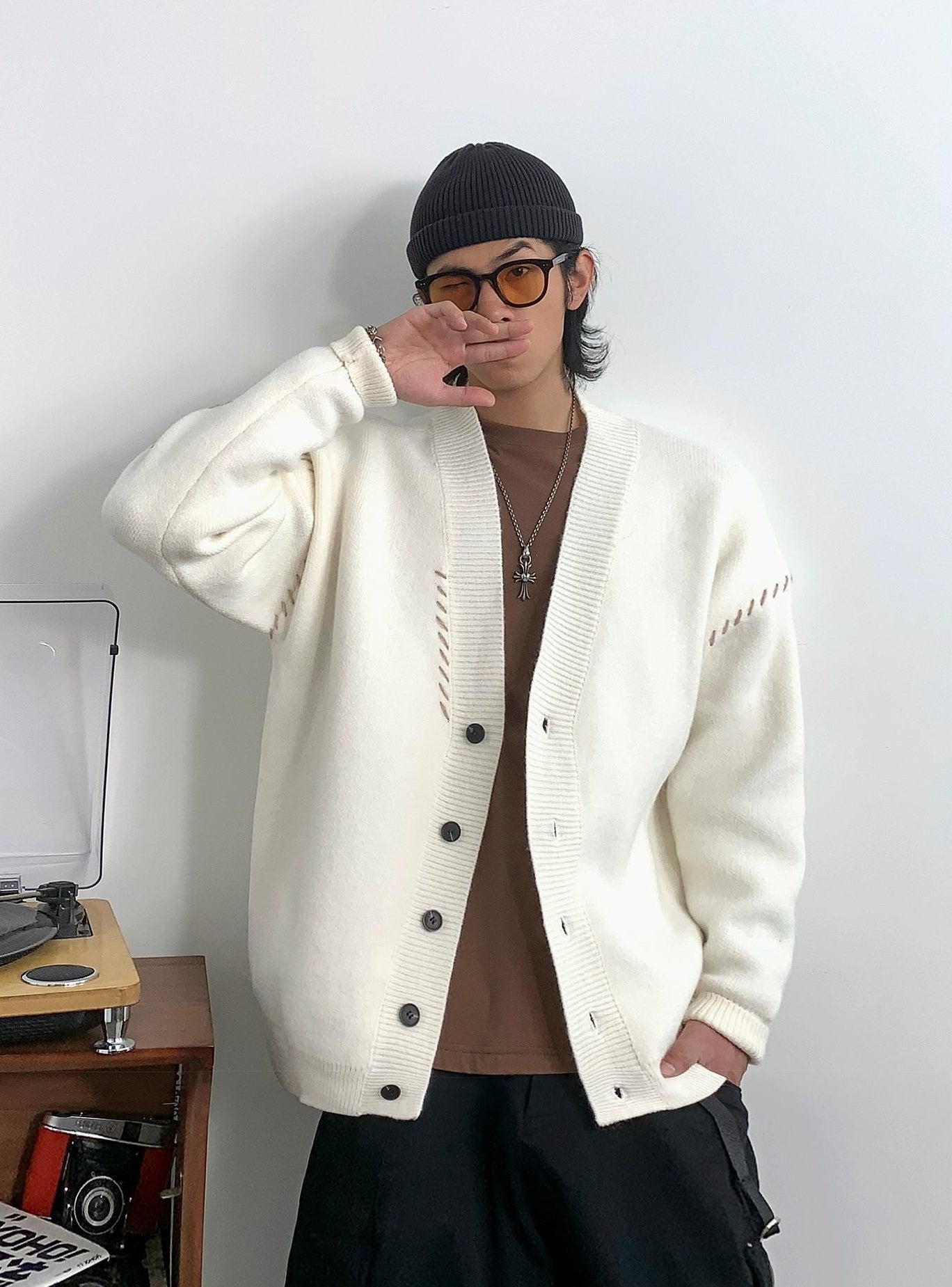 Heavyweight V-neck cardigan