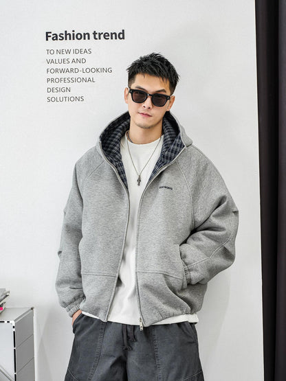 フード付きダウンジャケット　スプライシング