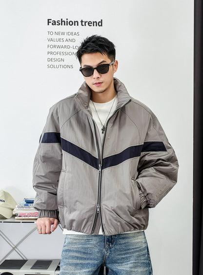 ダブルジップスタンドカラー ダウンジャケット