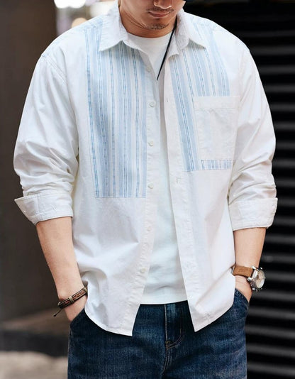 レトロストライプ　カジュアルシャツ