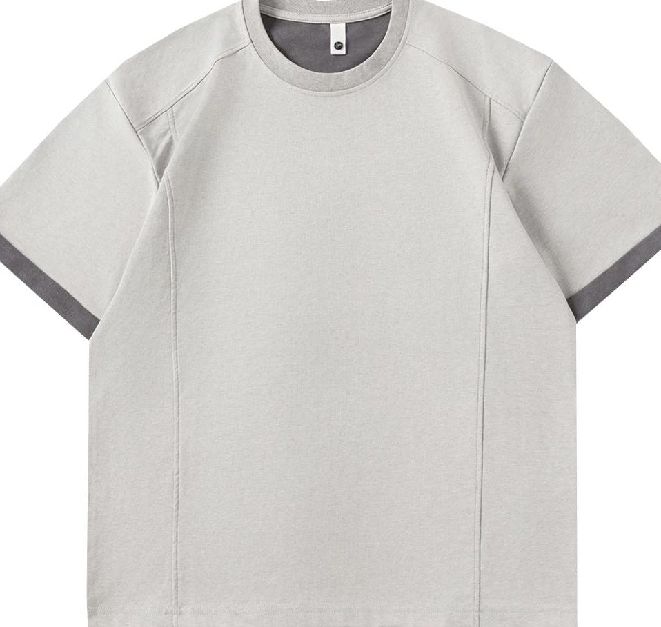 カジュアルテクスチャードロップショルダーTシャツ