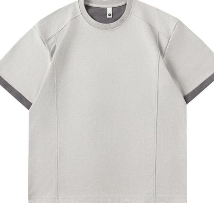カジュアルテクスチャードロップショルダーTシャツ