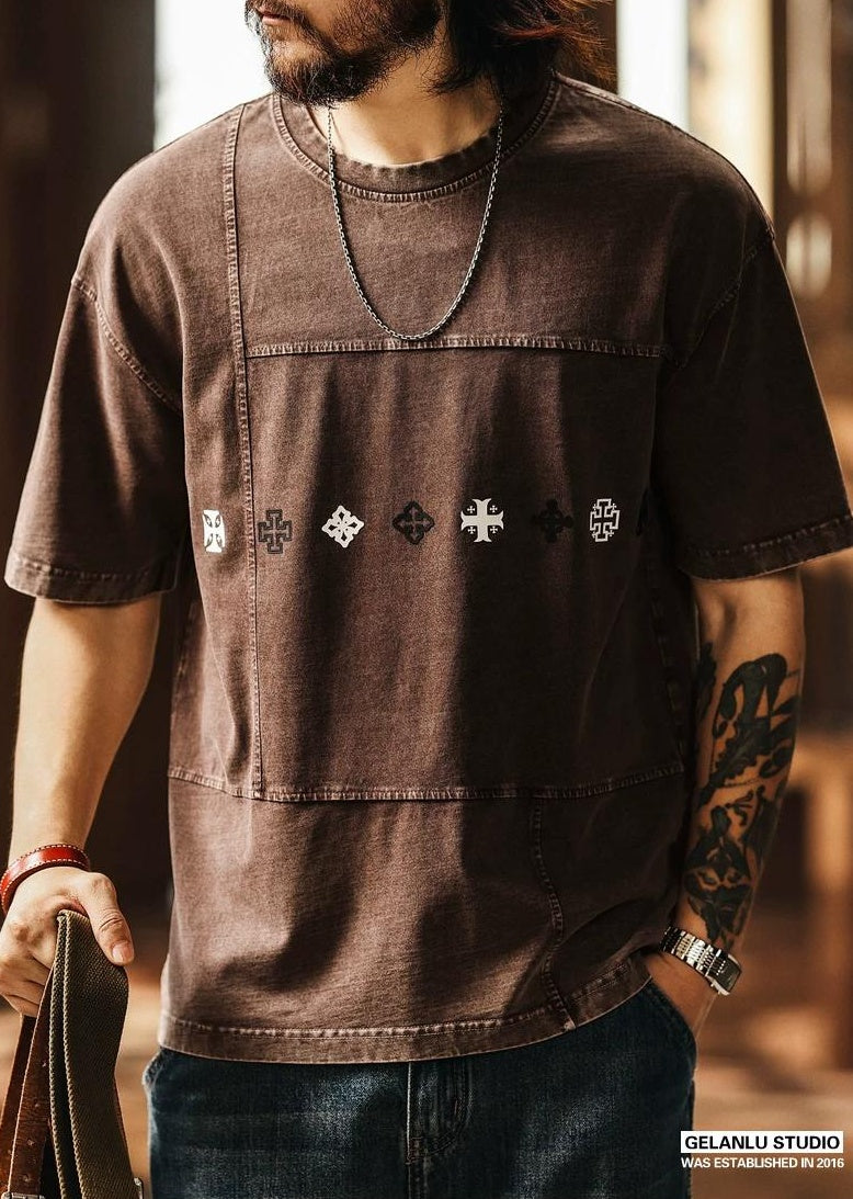 レトロトライバルプリントTシャツ