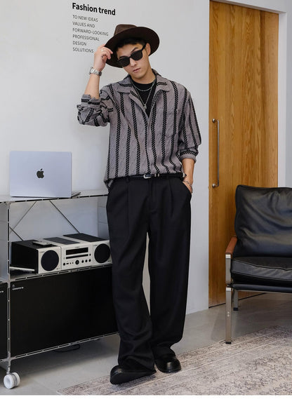 Striped Long-Sleeve Casual Shirt