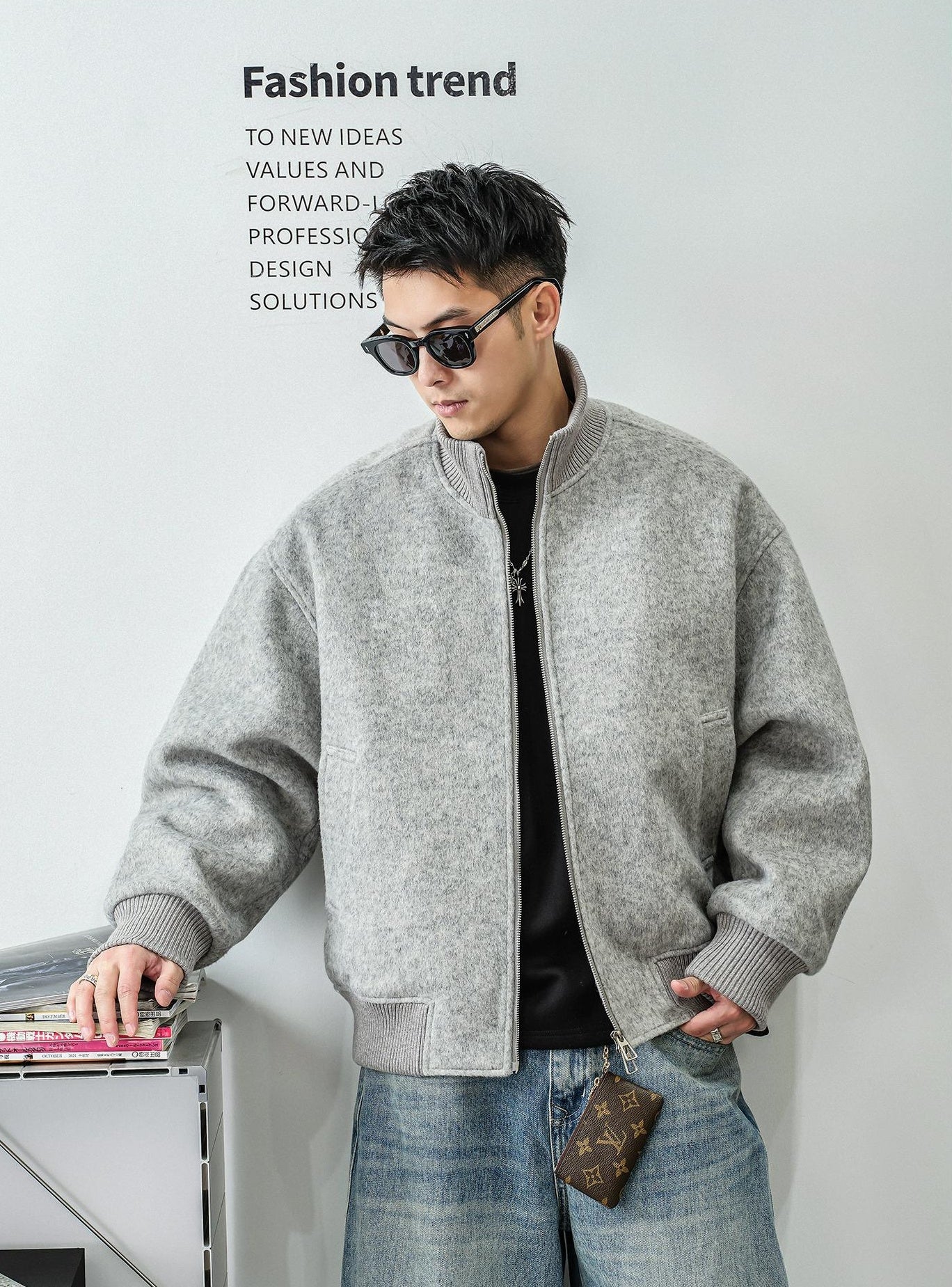 ツイードジップアップジャケット