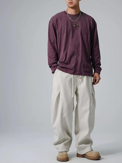 刺繍入りフリース長袖Tシャツ