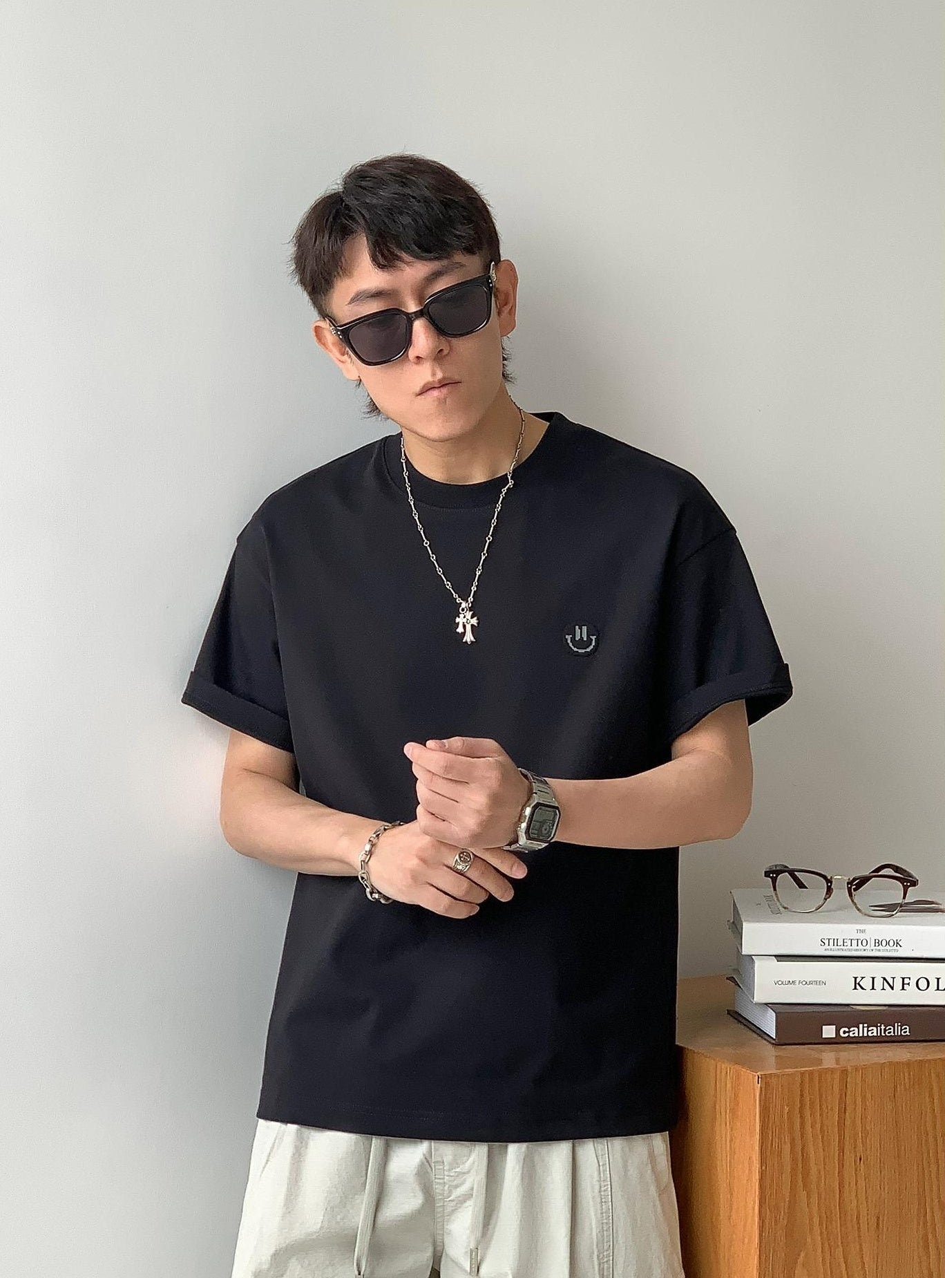 Smiley Face Embroidered Tee