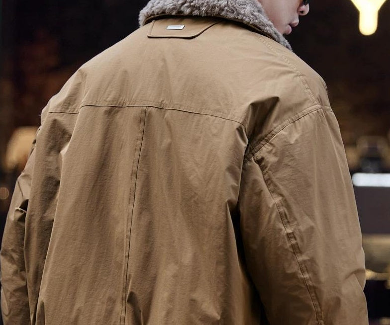 リムーバブルウールカラー ダウンジャケット